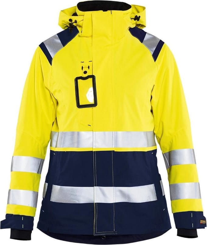Blåkläder 4904-1987 Dames Shell jack High Vis Geel/Marineblauw maat M