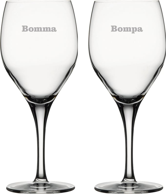 Witte wijnglas gegraveerd - 34cl - Bomma-Bompa