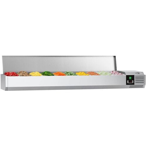 GGM Gastro Kühlaufsatzvitrine PREMIUM - 2000x335mm - 10x GN 1/4 Zilver