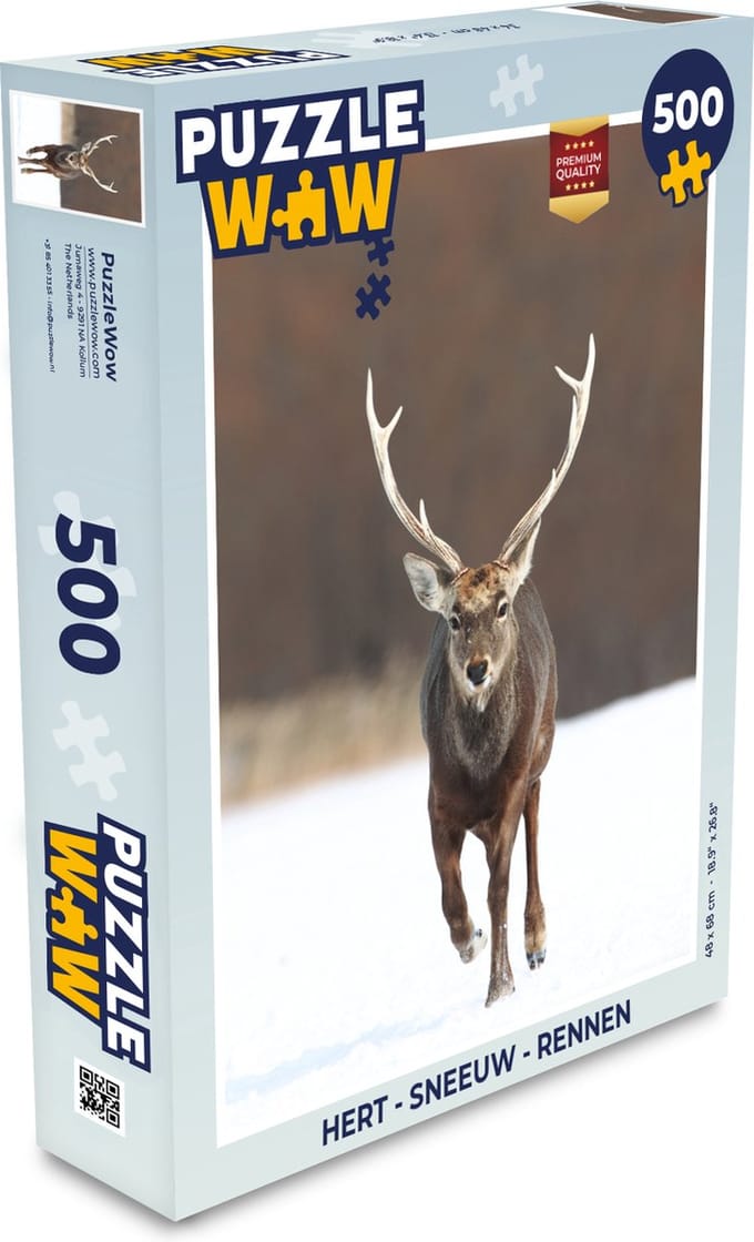 Puzzel Hert - Sneeuw - Rennen - Legpuzzel - Puzzel 500 stukjes