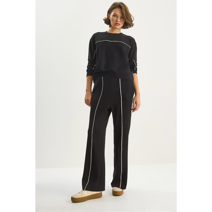 Gestreepte Hoge Taille Lange Mouw Twee-Delige Coord Set