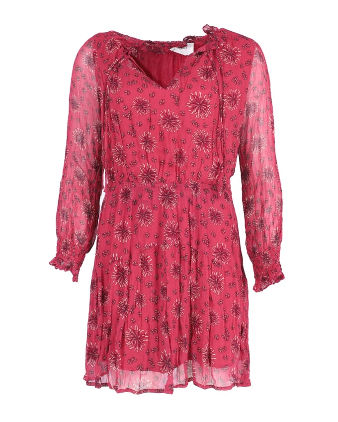 Ba&sh Jurk met doorschijnende mouwen en print in rode viscose