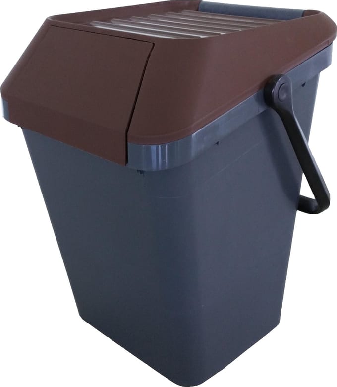 EasyMax afvalemmer 45 liter grijs/bruin - stapelbaar