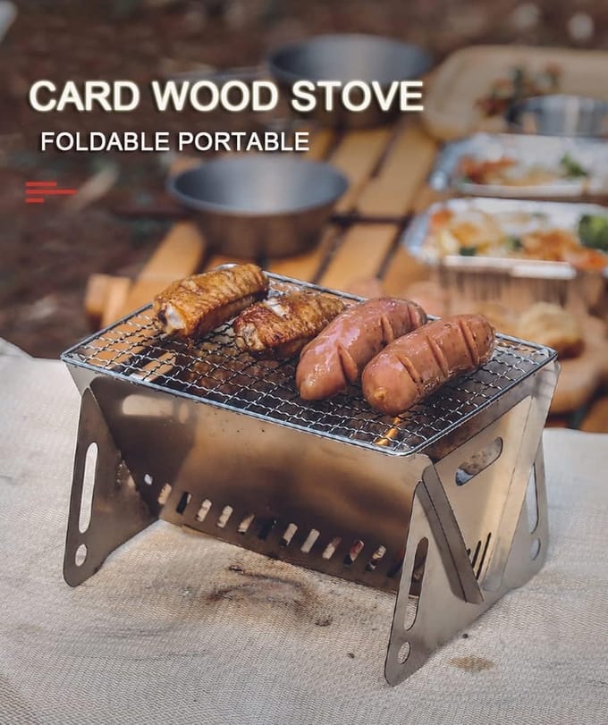 Camping Mini BBQ Grill Draagbare Houtskool Barbecue Grill Rvs Camping Vuurplaats Houtkachel