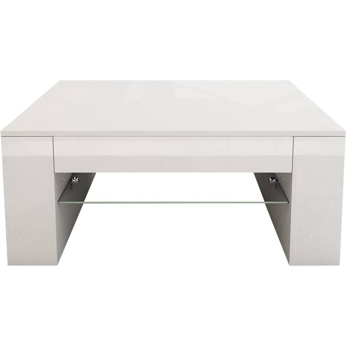 Salontafel met Glazen Planchet en 4 Planken 100x42x60 cm Wit ML-Design