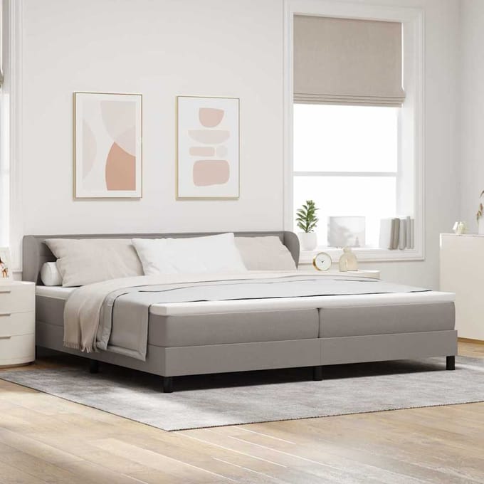 vidaXL - Boxspring - bed - met - hoofdeinde - Taupe - 200 - x - 200 - cm - Stof