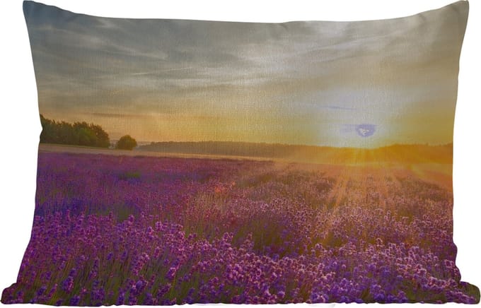 Buitenkussens - Lavendel - Zonsondergang - Bomen - Paars - 60x40 cm - Weerbestendig