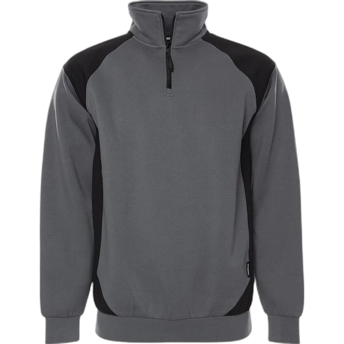 Fristads Sweater met korte rits 7048 GSM - Grijs/Zwart - M
