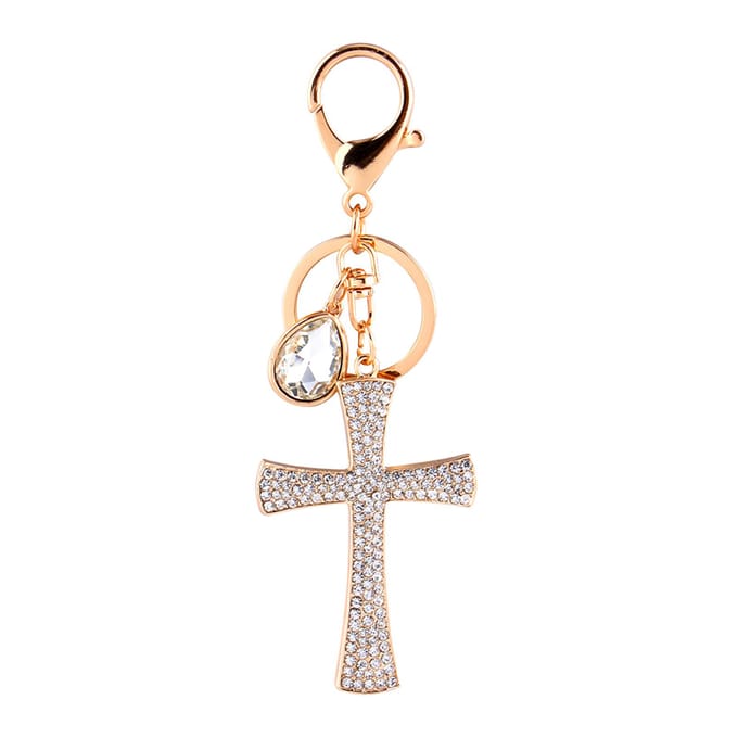 Kruis Kristal Strass Sleutelhanger Charm Hanger Portemonnee Tas Leuke Sleutelhanger HighQ beige