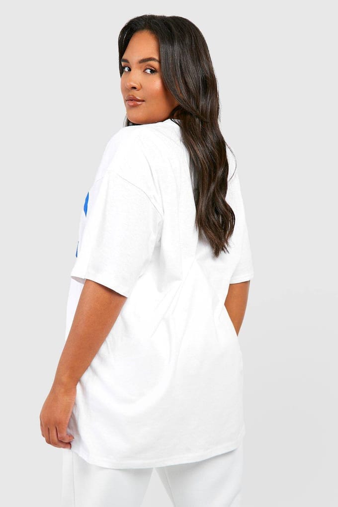 boohoo Dames Plus Nyc Oversized T-shirt | Wit | Maat: 44