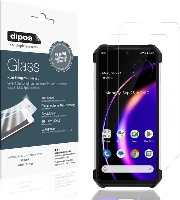 dipos – 2x Pantserfolie geschikt voor iHunt Tank 3 Pro | 9H Screenprotector