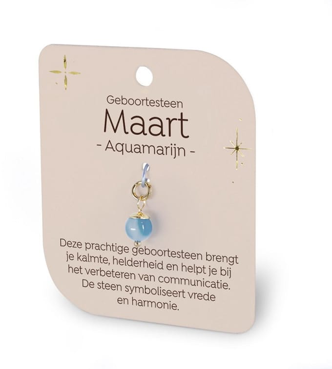 Gouden Charm - Geboortesteen - Maart