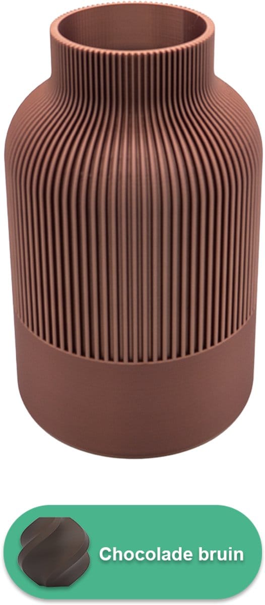 Rillo Japandi Vaas - Decoratievaas Droogbloemen - Chocolade Bruin - 34CM