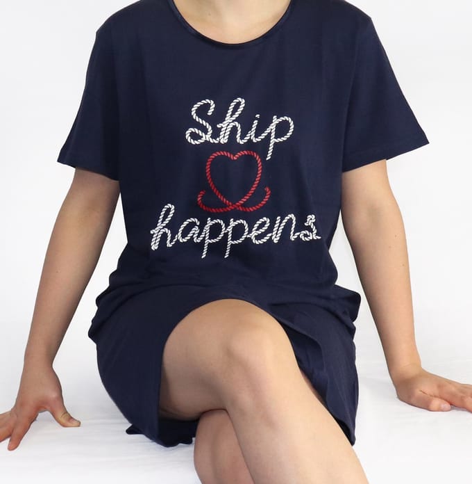 Temptation Dames Nachthemd - Big Shirt - Navy Blauw - Maat M