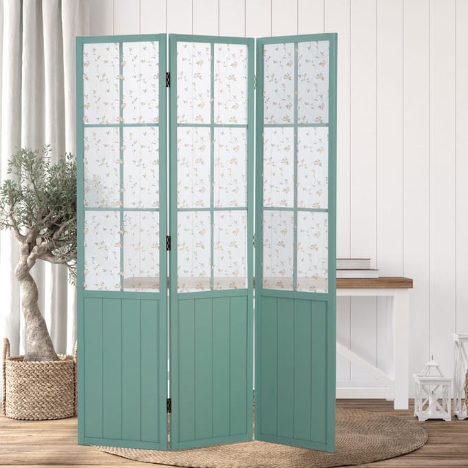 Homestyle4u Kamerscherm - 120x170 cm - Turquoise - 3-delig