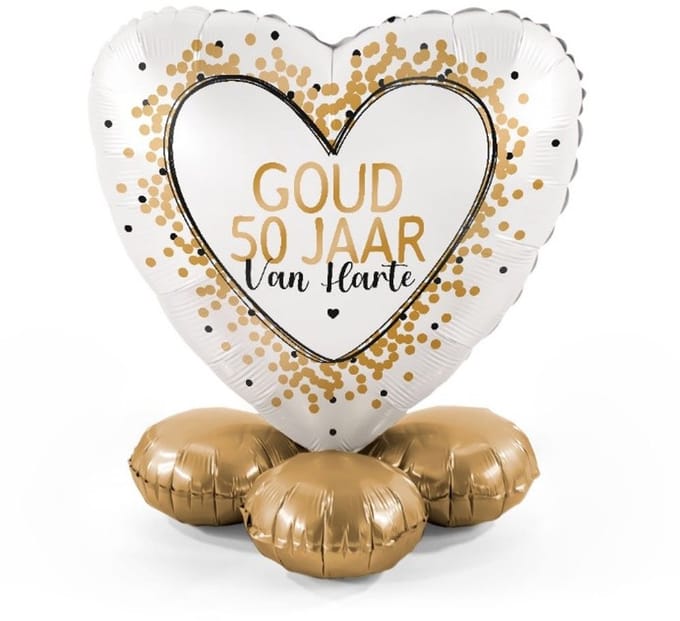 50 jaar - Goud Confetti - Ballonnen set met standaard - Everloon