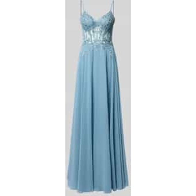 maxi-jurk met stitchings en met siersteentjes