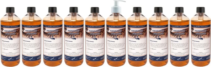 Handzeep Orange 500 ml - set van 10 stuks - met gratis pomp - Voordeelverpakking