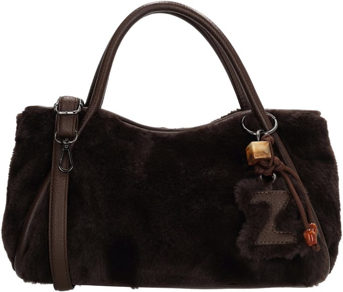 Zebra Trends Sofie Handtas - Dames Tas - Bonte Tas - Schouderband - Bagcharm - Trendy Handtas - Schoudertas - Donkerbruin
