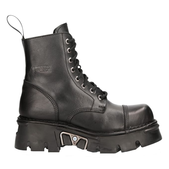 New Rock zwart lederen militaire bikerlaarzen - M-NEWMILI083-S19