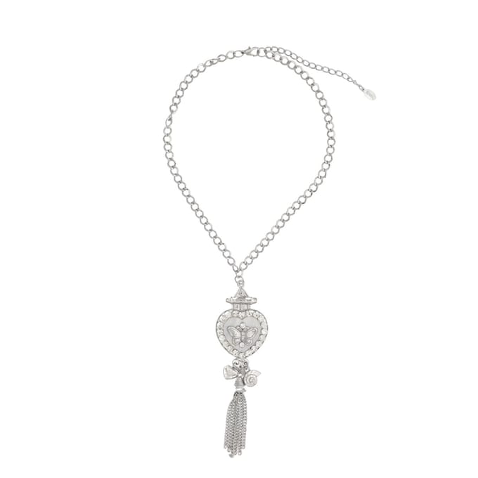 Behave - Ketting - Hartvormige hanger met vlinder - Schelp hart - 45 cm (+ 7,5 cm verlengketting)