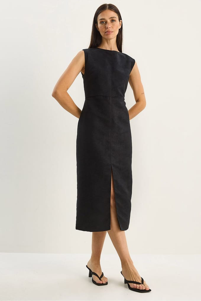 Faux Suède Midi-jurk