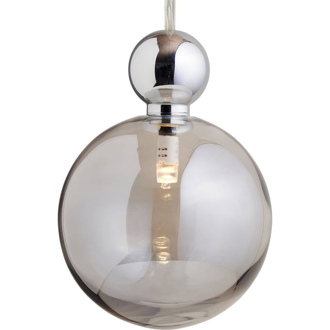 EBB & FLOW Uva L hanglamp, bol zilver rookgrijs