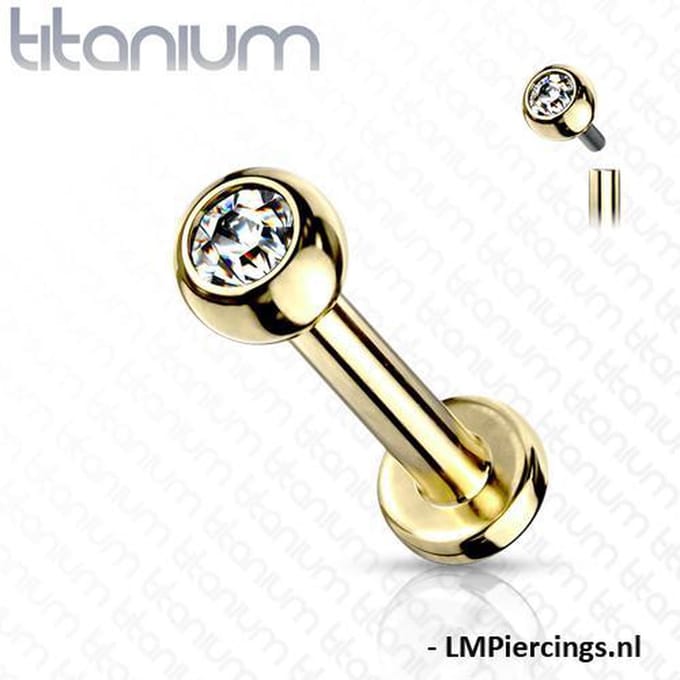 Piercing titanium studs intern schroefdraad 1.2x8x3 - goud - LMPiercings