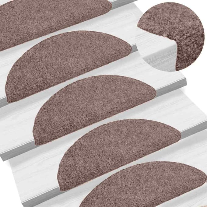 vidaXL - Trapmatten - Zelfklevend - 10 - stuks - 65x21x4 - cm - lichtbruin - Halfrond - Groot