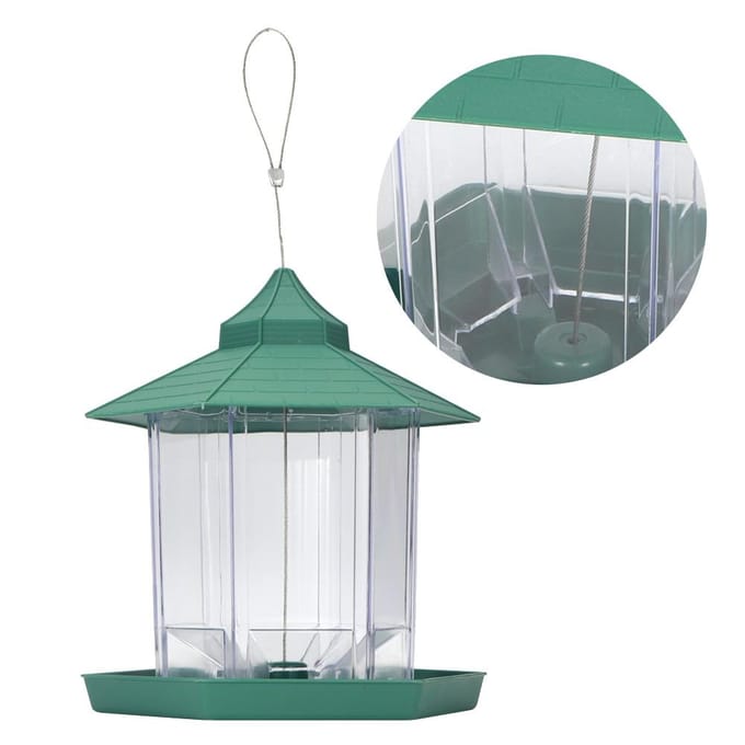 Waterdichte Hangende Plastic Transparante Vogelvoeder Voergereedschap voor Buitentuin Erf white