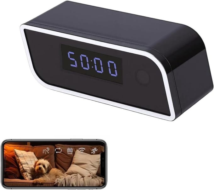 Beveiligingscamera Klok - Verborgen Camera - Thuis Bewaken - 4K Bewegingsdetectie - 113 cm - Zwart