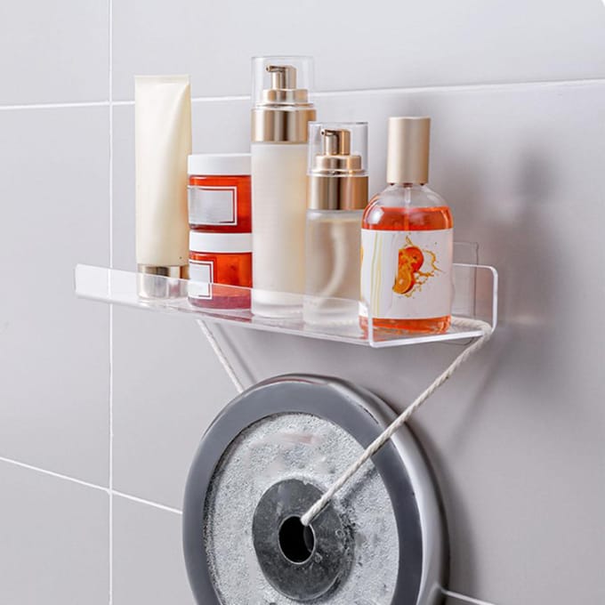 Wandmontage Opbergplank Zelfklevend Helder Acryl Multifunctioneel Douche-organizer voor Keuken white