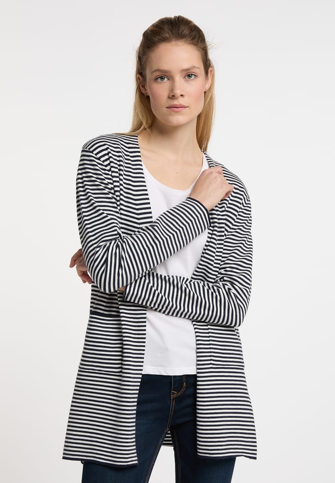 Dreimaster Vest Dames marine wol wit