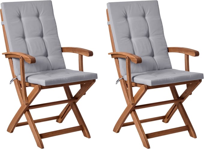 MAUI PREMIUM - Tuinstoel set van 2 - Lichtgrijs/Bruin - Acaciahout