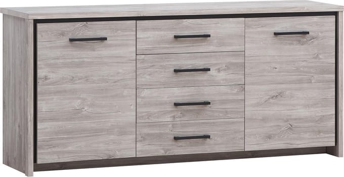 Belfurn - Elias buffet-dressoir in grijze eik met zwarte sierstrip