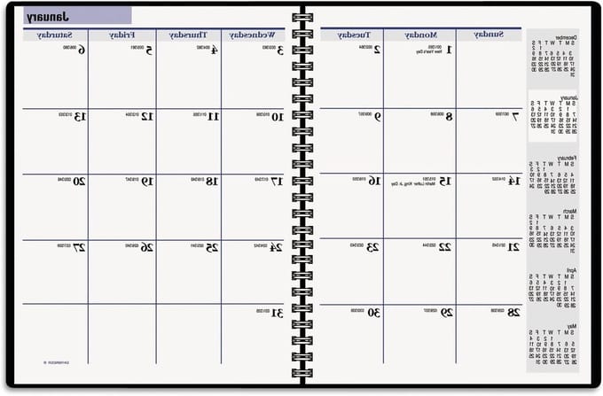 Maandplanner - Kalender Planner - Afspraken Plannen - Compact Formaat - 17.5 x 22.2 cm - Zwart