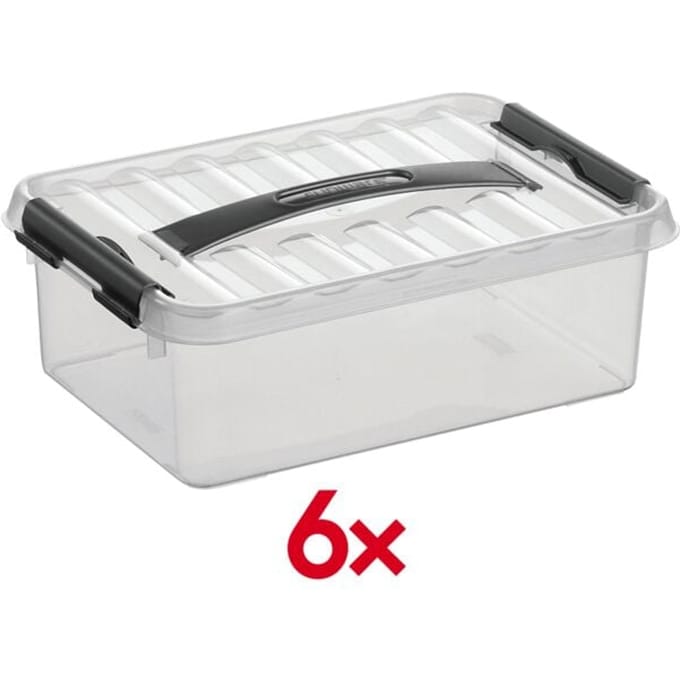 Sunware Q-Line opbergbox 4L - 30x20x10.4 cm - Transparant/Grijs