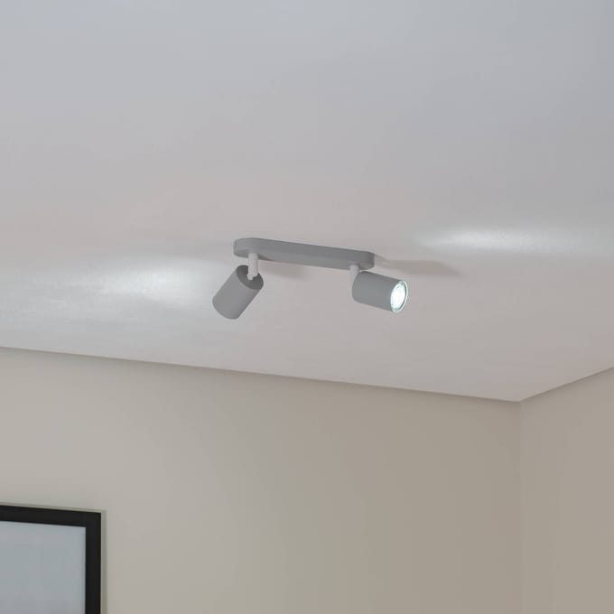 TK Lighting Plafondspot Livia, grijs, 35 cm, 2-lamps, metaal, GU10