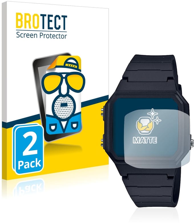BROTECT - Screenprotector voor Casio Unisex A168WA-1YES - Folie Beschermfolie matte 2 Stuks