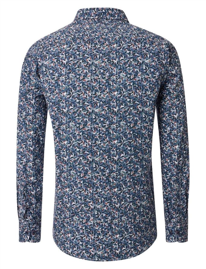 blauw geprint modern Casa Moda casual fit overhemd