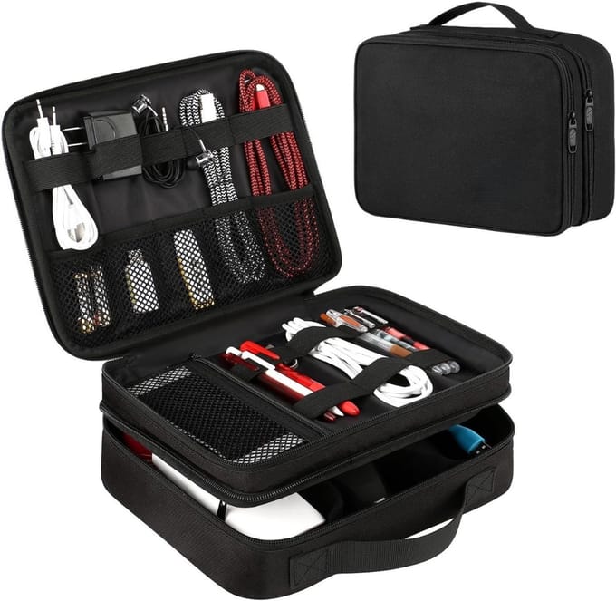 REN® Kabel Organiser Tas - Organizer Tas - Zwart- 27cm x 20cm x 9cm