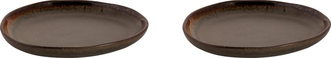 Palmer - Bord - David Mucky - 17 cm - Bruin - Stoneware - Bordenset - 2 stuks