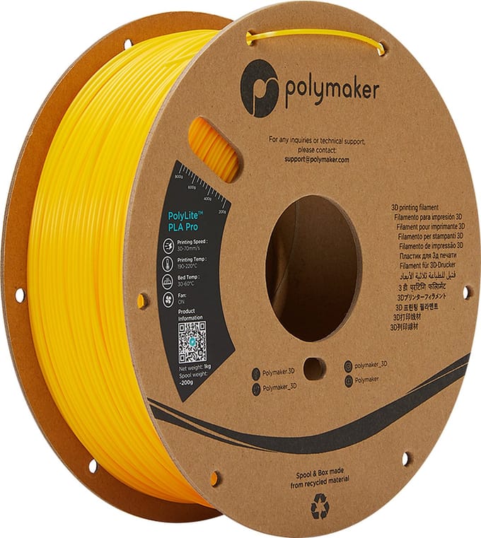 Polymaker POLYLITE™ PLA PRO 3D filament Yellow Jam free 1.75 mm 1KG