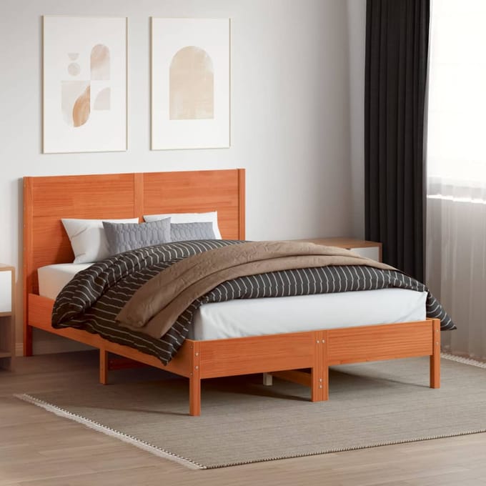 vidaXL - Hoofdbord - 135 - cm - massief - grenenhout - wasbruin