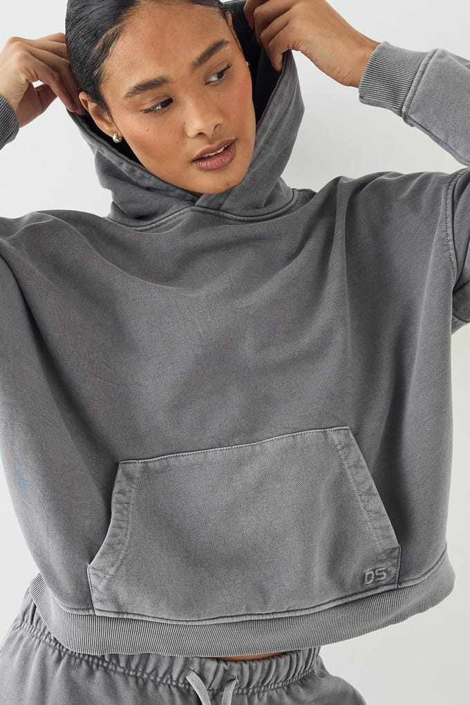 Dames DSGN Studio Premium Heavyweight Gewassen Oversized Hoodie | Charcoal | Maat: XS