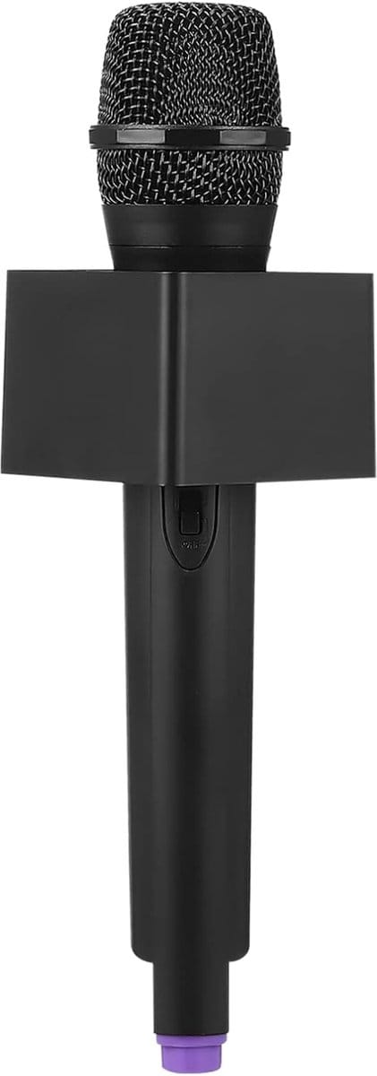Nep Microfoon Speelgoed - Podium Microfoon - Rollenspellen Schoolvoorstellingen - Inclusief Vlaggenstation - 6 x 27 x 2 cm - Zwart