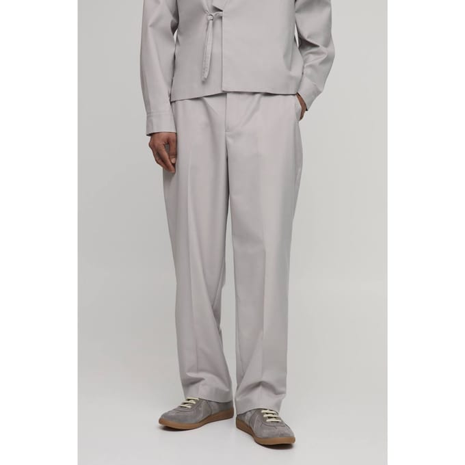 Kostuumbroek Met Riem In Relaxed Fit | Stone | Size 30
