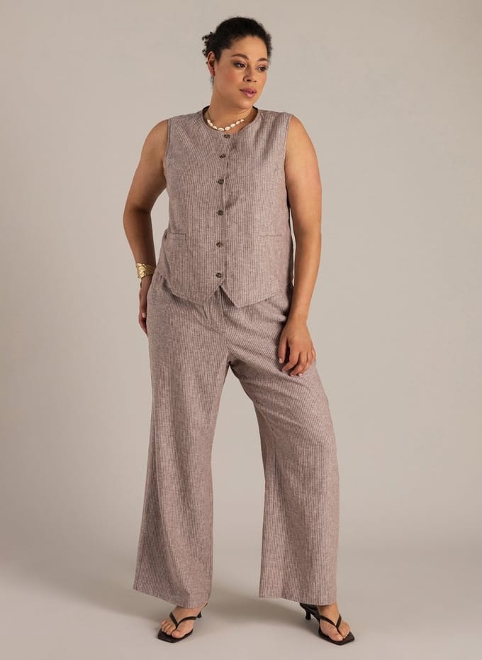 YEST CURVE YCNatascha Bottoms - Coffee Brown/Off Whi - maat 0(46)