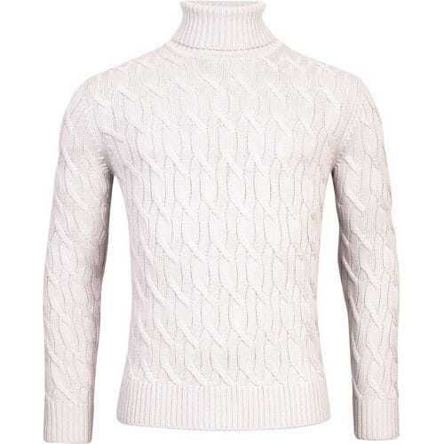 Thomas Maine Trui High Neck Allover Cable Knit Licht Grijs / male