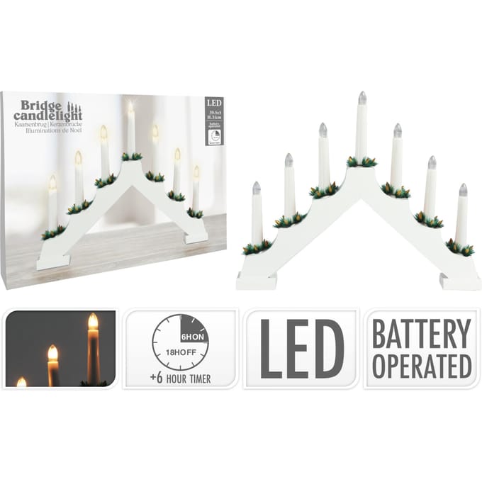 Ambiance - Kaarsenbrug - met - 7 - LED's - wit